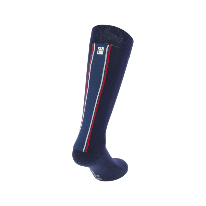 Equithème - Chaussettes d'équitation bleu/ blanc/ rouge (x1)