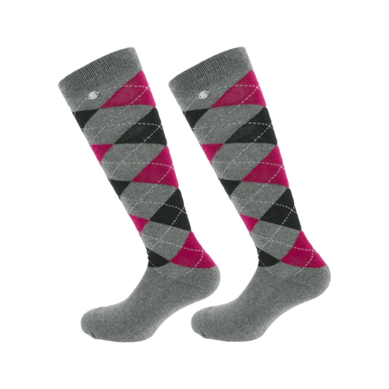 Equithème - Grey/burgundy Argyle sock (x1)