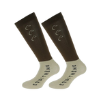 Equithème - Chaussettes d'équitation Compet choco/beige (x2) | - Ohlala