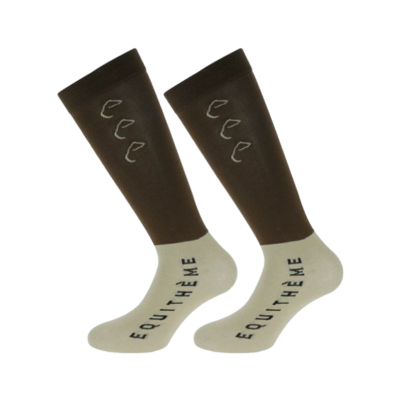Equithème - Compet riding socks chocolate/beige (x2)