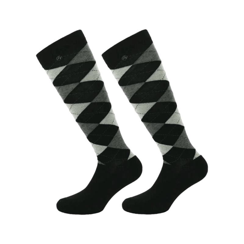 Equithème - Black/ecru Argyle sock (x1)