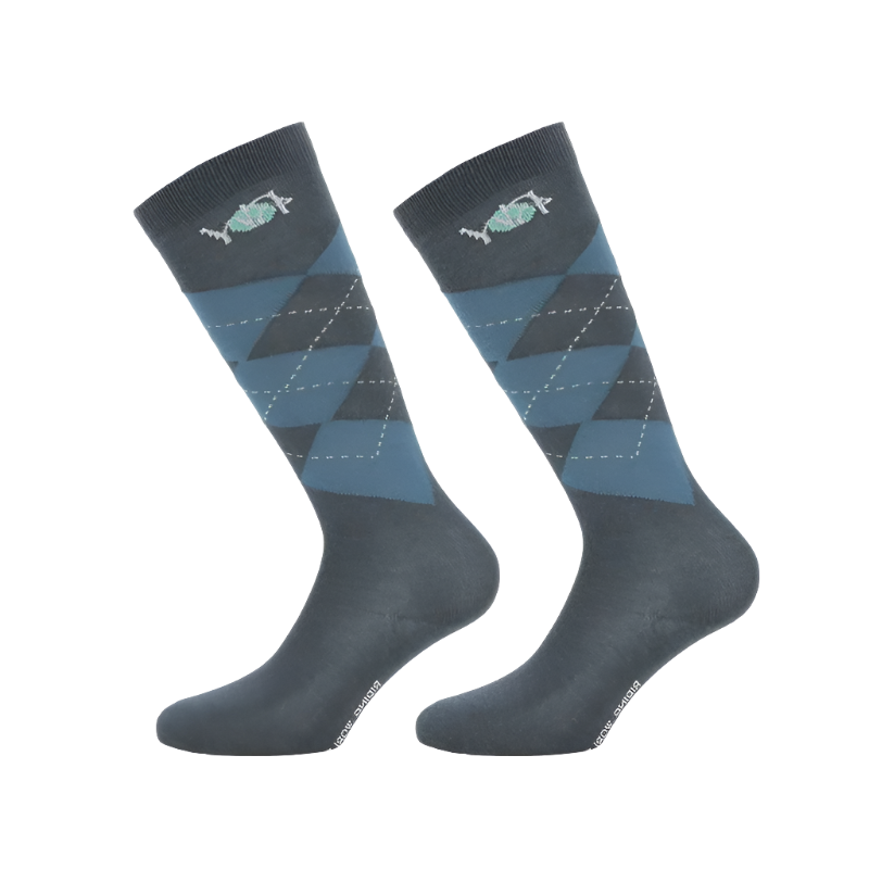 Riding World - Navy diamond sock (x2)