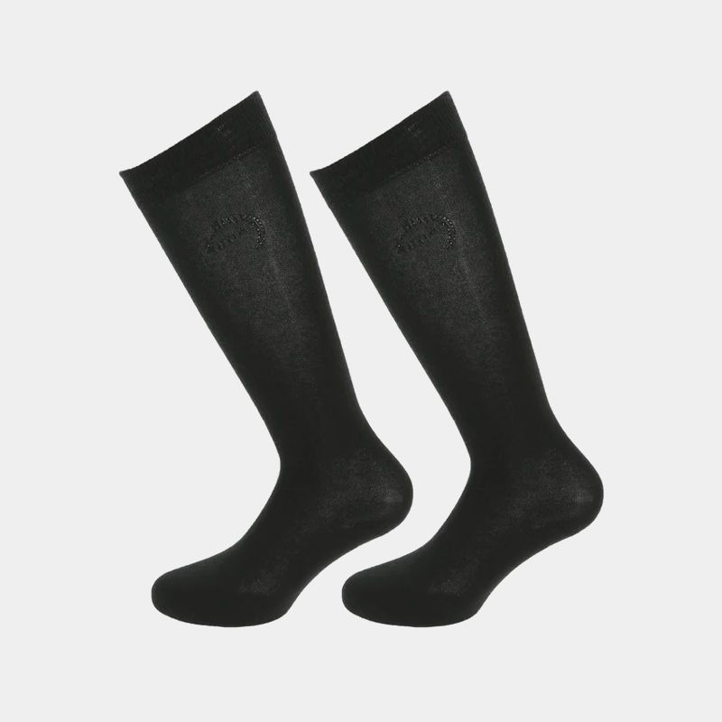 Equithème - Chaussettes d'équitation Logo noir (x1) | - Ohlala