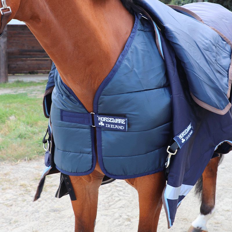 Horseware - Couverture d'extérieur Rambo Duo marine/ bleu ciel/ brun 100g + 300g | - Ohlala