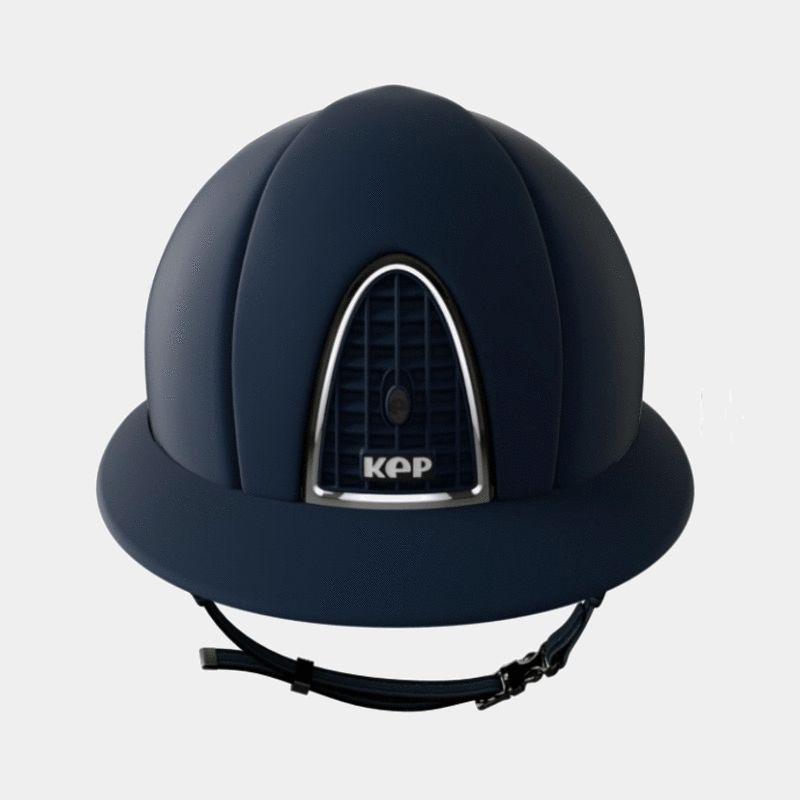 KEP - Casque d'équitation Cromo Textile marine visière polo | - Ohlala