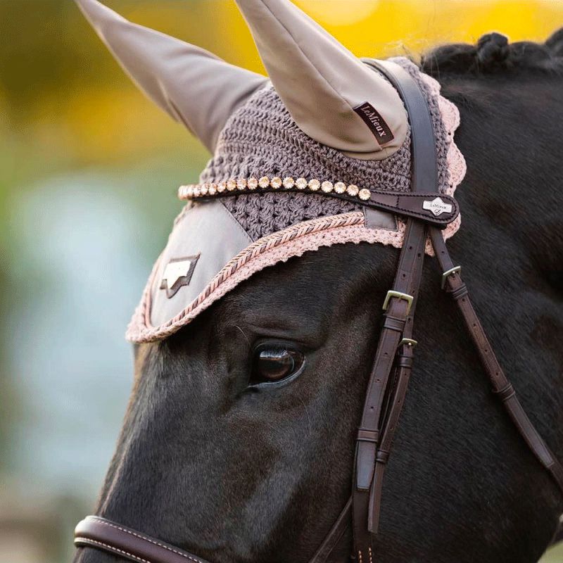 LeMieux - Frontal Classique en cuir marron Diamante Rosé | - Ohlala