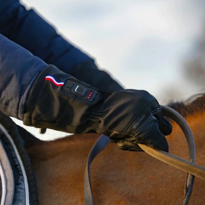 Racer - Gants d'équitation chauffant Réaction noir | - Ohlala