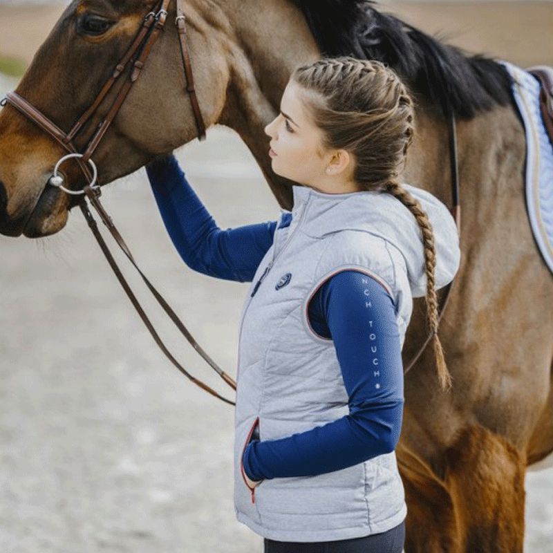 Equithème - Gilet sans manche matelassé femme Lea gris chiné | - Ohlala