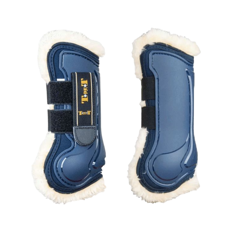 TdeT - Design open gaiters with navy sheepskin lining