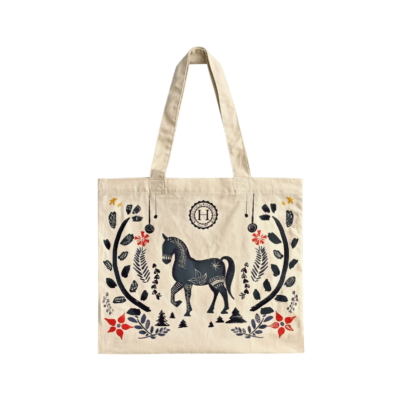 Harcour - Totebag de noël Gwapa natural/ bleu