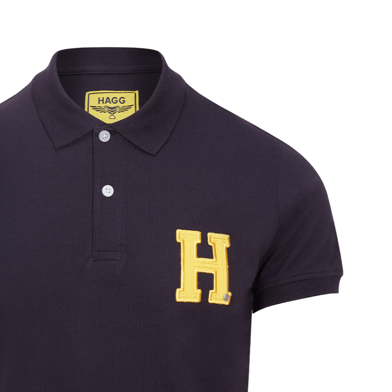 Hagg - Men's short sleeve polo navy/yellow 