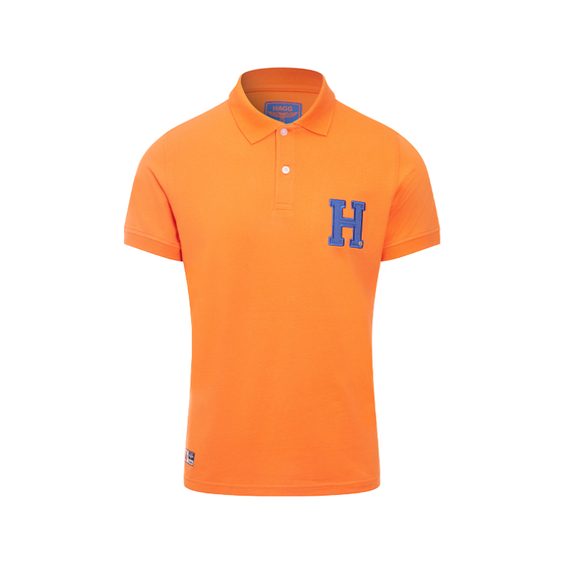 Hagg - Polo manches courtes homme orange/ bleu roi