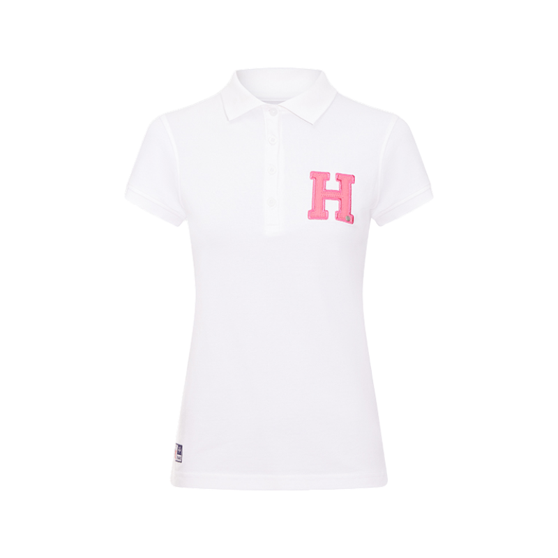 Hagg - Women's short-sleeved polo shirt white/pink