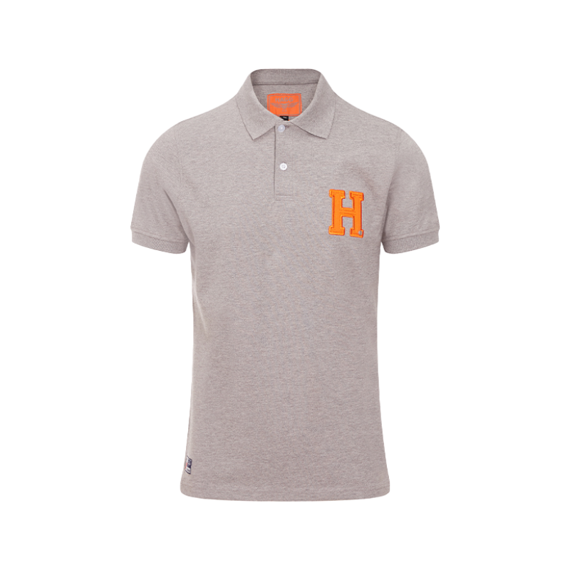 Hagg - Men's short-sleeved polo shirt, grey/orange