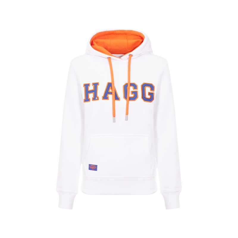 Hagg - Sweat à capuche femme blanc/ orange/ bleu roi