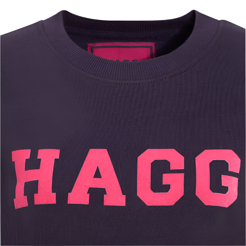 Hagg - Women's round neck sweatshirt navy/fuchsia