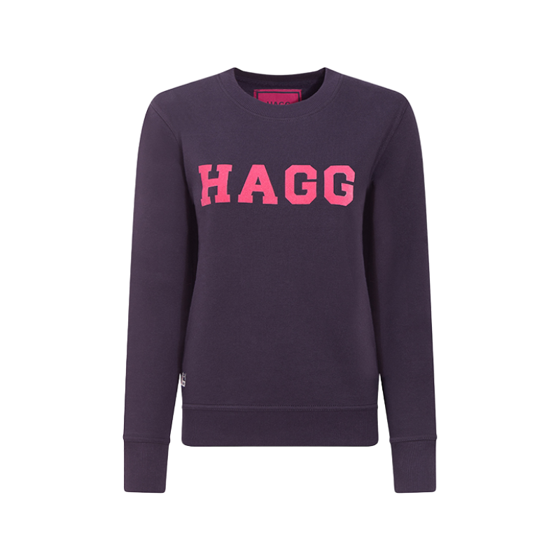 Hagg - Women's round neck sweatshirt navy/fuchsia