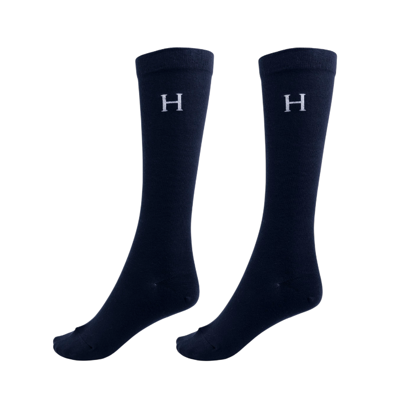 Harcour - Chaussettes d'équitation Aiko marine/ pivoine/ tartan  (x3)