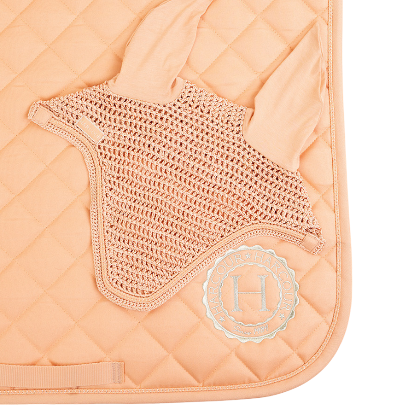 Harcour - Pack tapis de dressage Sunny et bonnet Funny abricot/ light gold