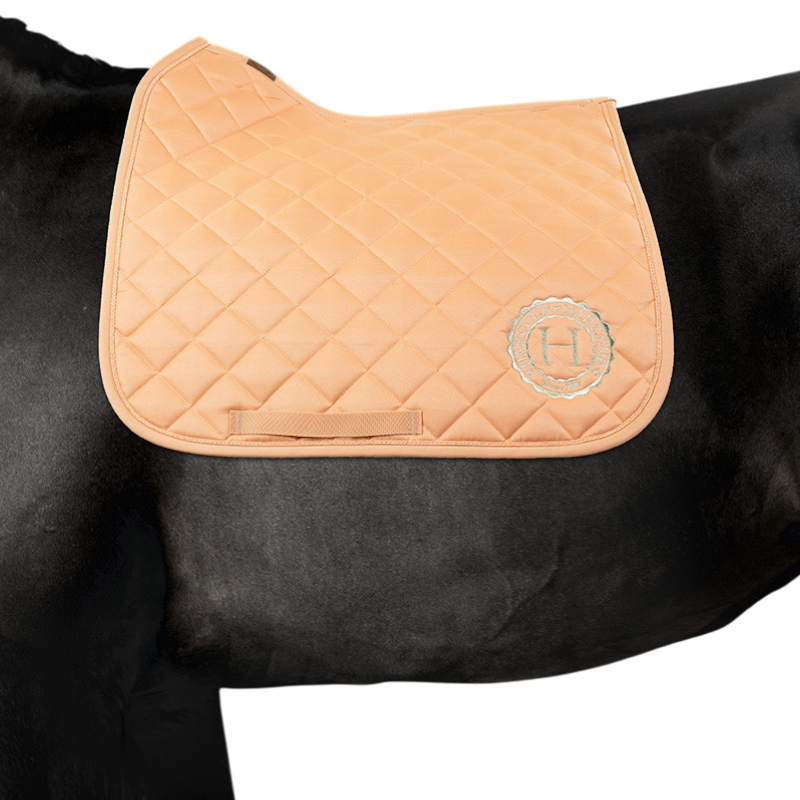 Harcour - Pack tapis de dressage Sunny et bonnet Funny abricot/ light gold