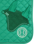 Harcour - Sunny dressage pad and Funny ear bonnet set green/ light gold | - Ohlala