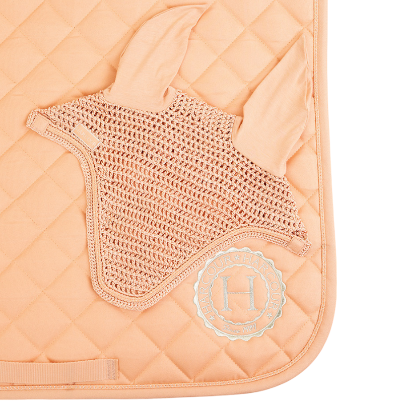 Harcour - Pack tapis de selle Sunny et bonnet Funny abricot/ light gold