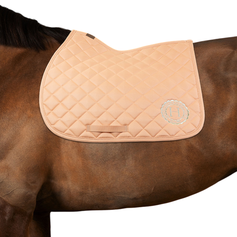 Harcour - Pack tapis de selle Sunny et bonnet Funny abricot/ light gold