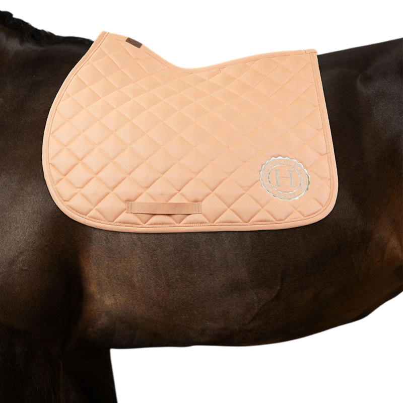 Harcour - Pack tapis de selle Sunny et bonnet Funny abricot/ light gold