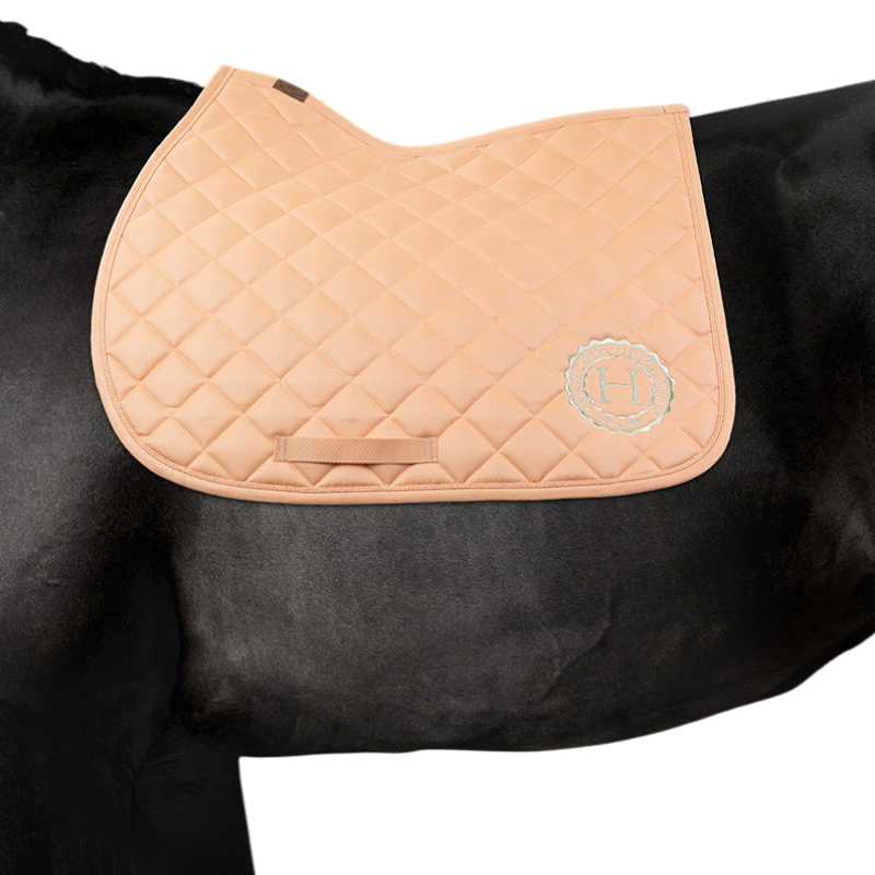 Harcour - Pack tapis de selle Sunny et bonnet Funny abricot/ light gold