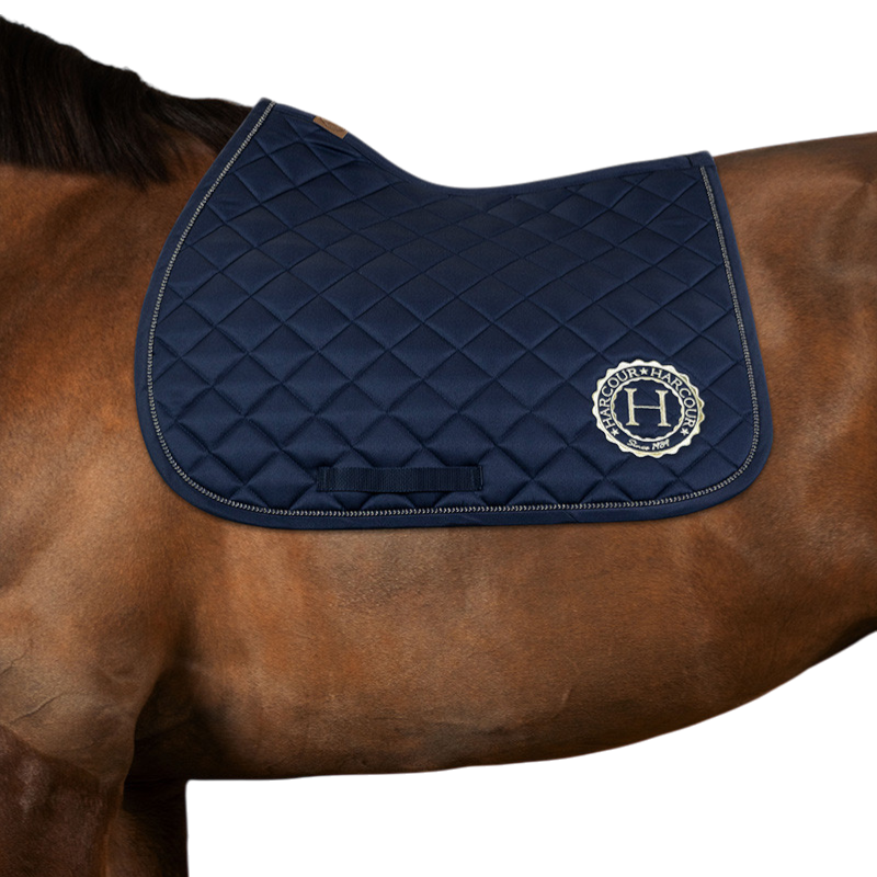 Harcour - Pack tapis de selle Sunny et bonnet Funny marine/ light gold