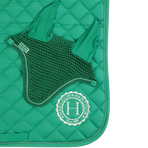 Harcour - Sunny saddle pad and Funny ear bonnet set green/ light gold | - Ohlala