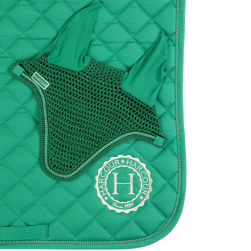 Harcour - Pack tapis de selle Sunny et bonnet Funny vert/ light gold