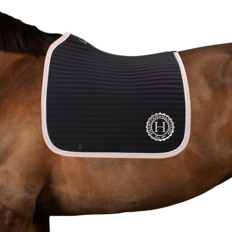 Harcour - Tapis de dressage Karembar noir/ pivoine
