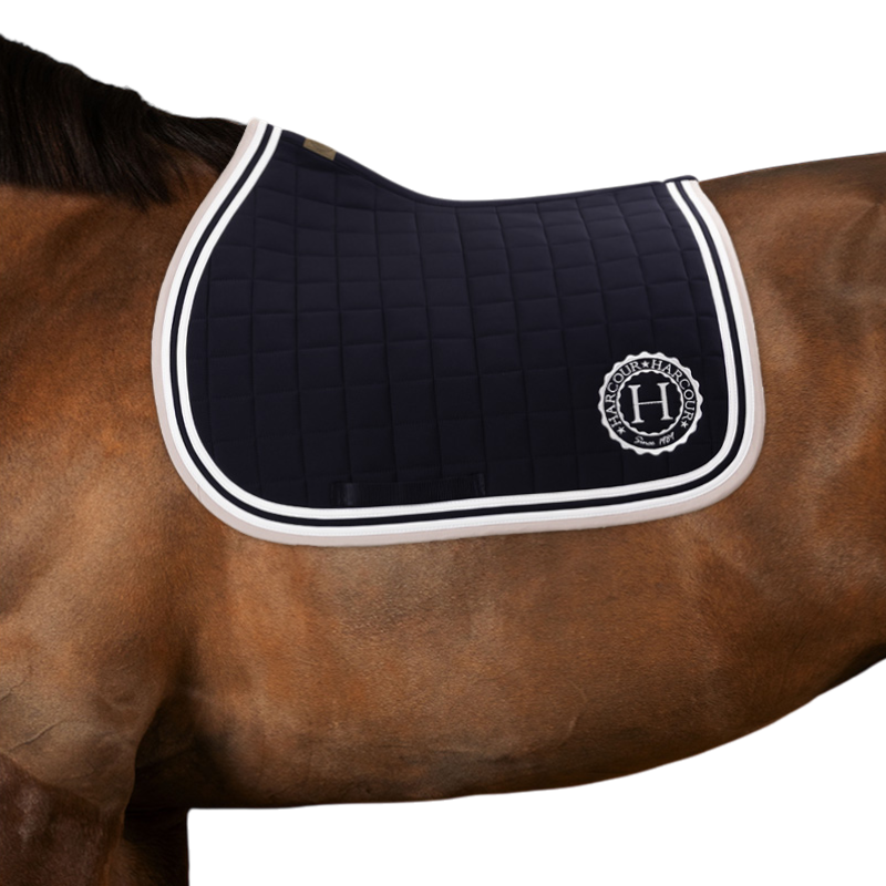 Harcour - Tapis de selle Soft marine/ pivoine