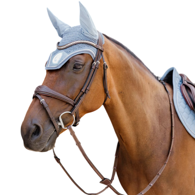 Kentucky Horsewear - Wellington 3D Logo Rope noise-cancelling horse ear bonnet light blue | - Ohlala