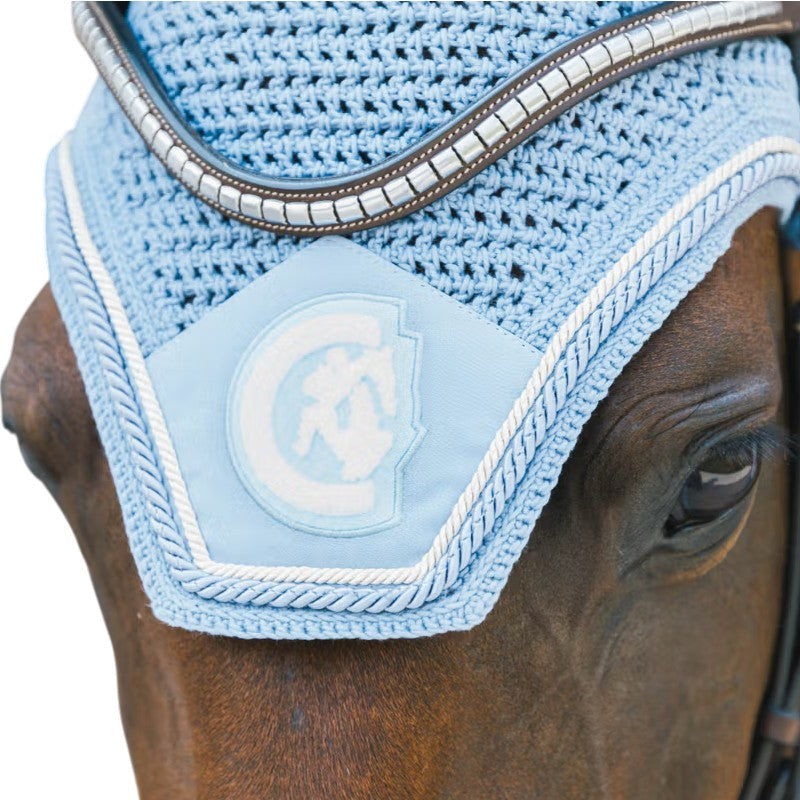 Kentucky Horsewear - Wellington 3D Logo Rope noise-cancelling horse ear bonnet light blue | - Ohlala