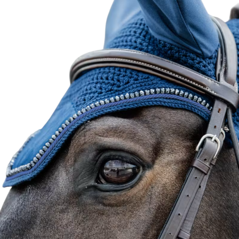 Kentucky Horsewear - Bonete antiruido para caballos Wellington Velvet Pearls marino | - Ohlala