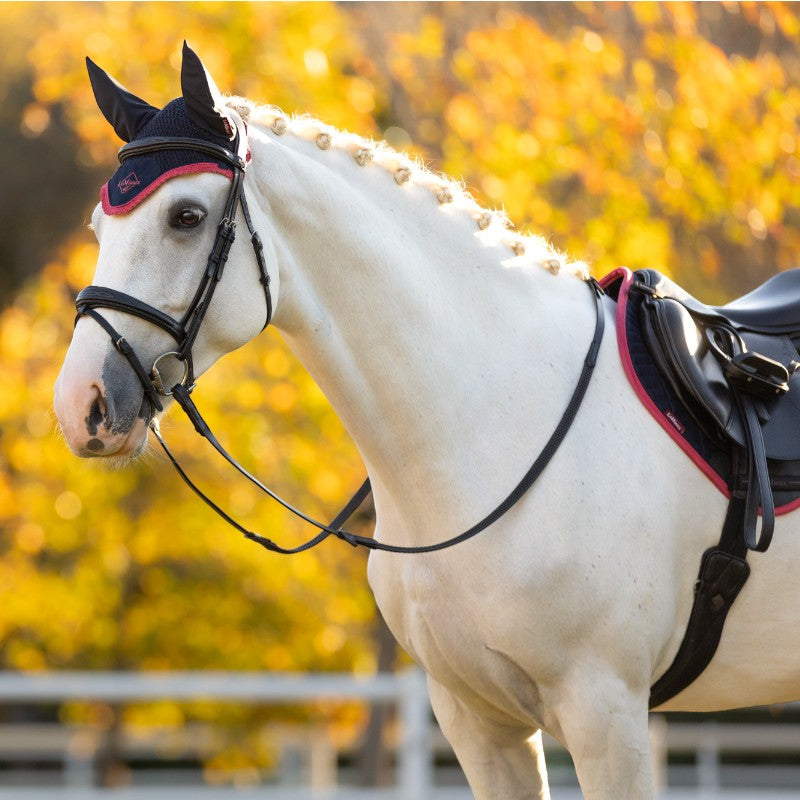 Lemieux - Classic marine/cranberry fly-repellent bonnet for horses 