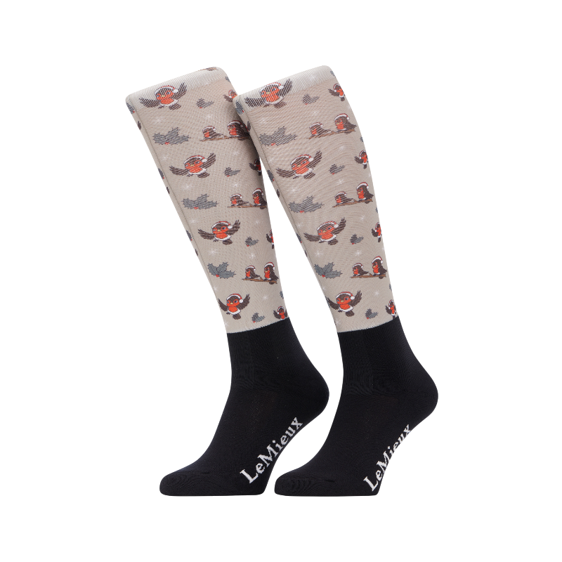 Lemieux - Footsie Christmas Riding Socks Robins almond 