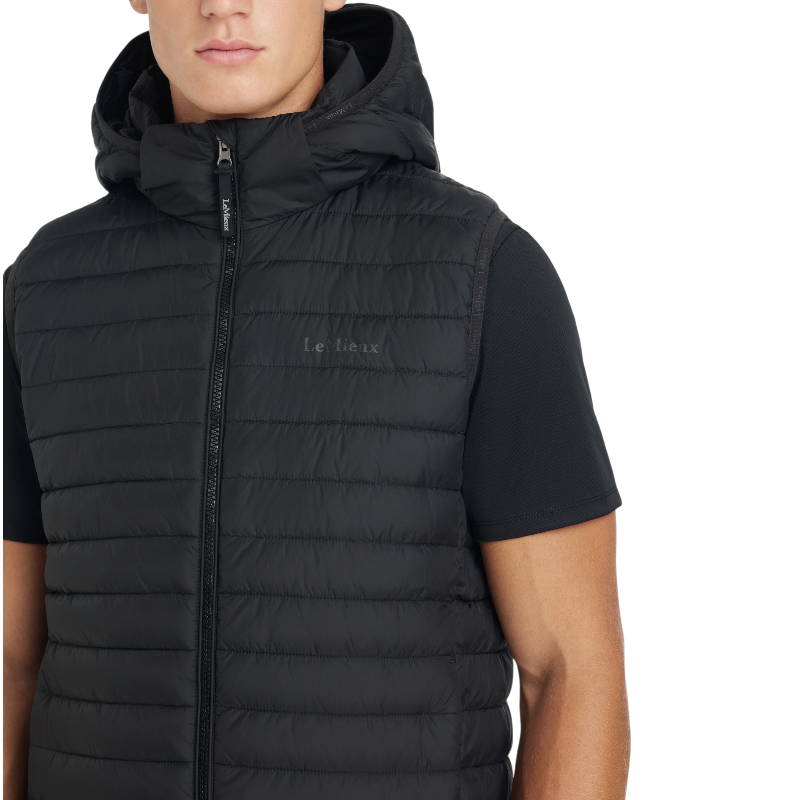 Lemieux - Black men's sleeveless down jacket with hood 