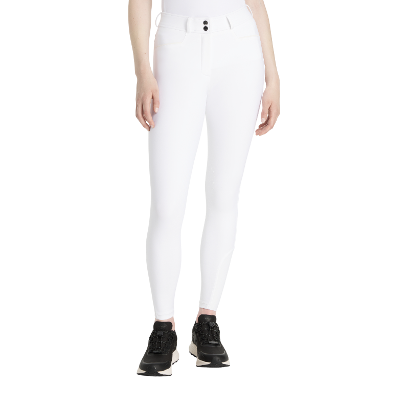 Lemieux - Pantalon d'équitation femme grip aux genoux Isabelle blanc