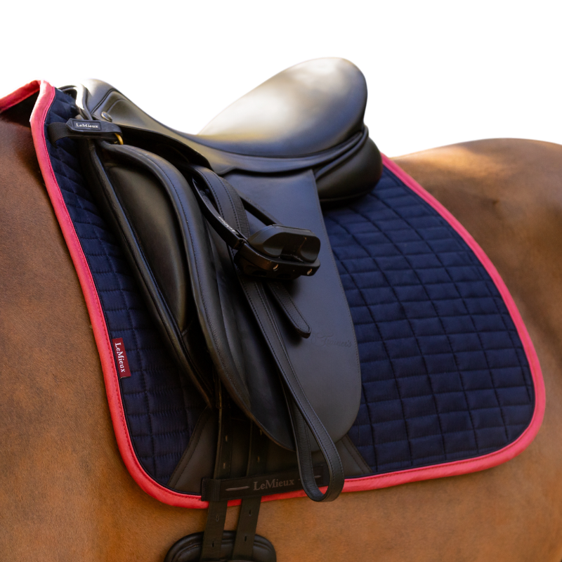 Lemieux - Marine suede square dressage saddle pad / cranberry 