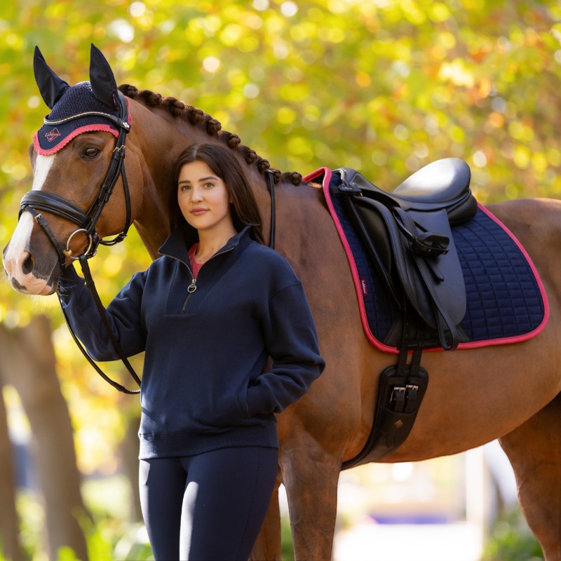 Lemieux - Marine suede square dressage saddle pad / cranberry 