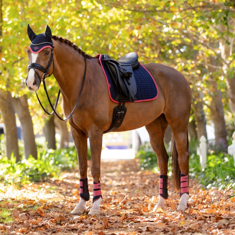 Lemieux - Marine suede square dressage saddle pad / cranberry 