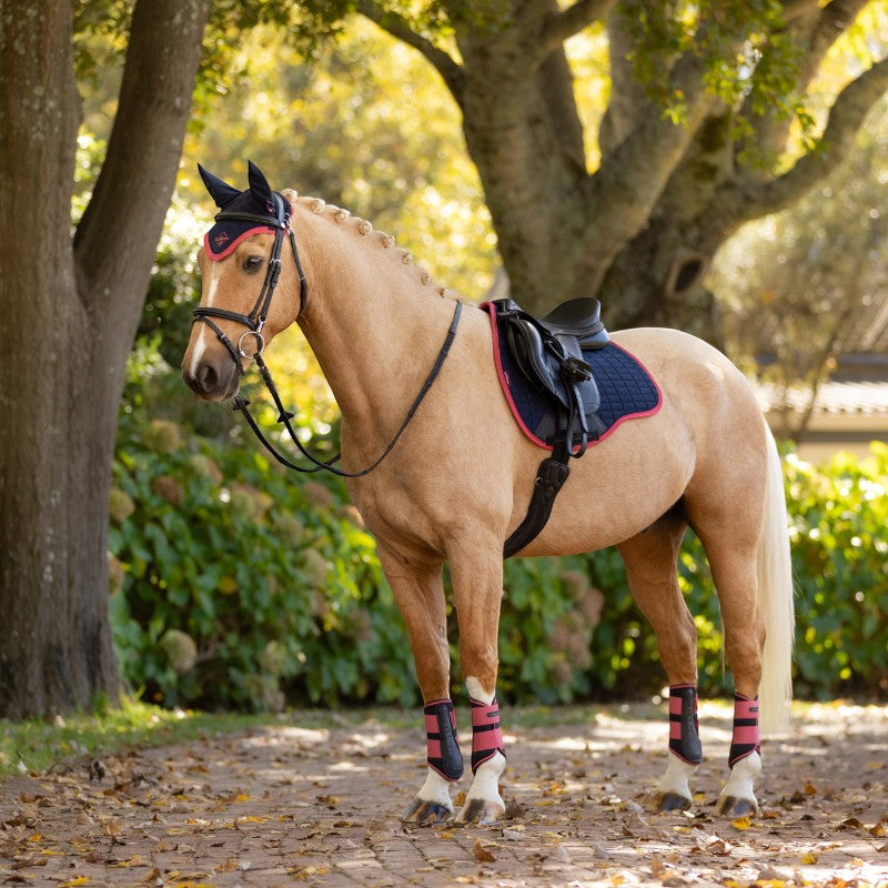 Lemieux - saddle pad Mixed suede square navy/cranberry 