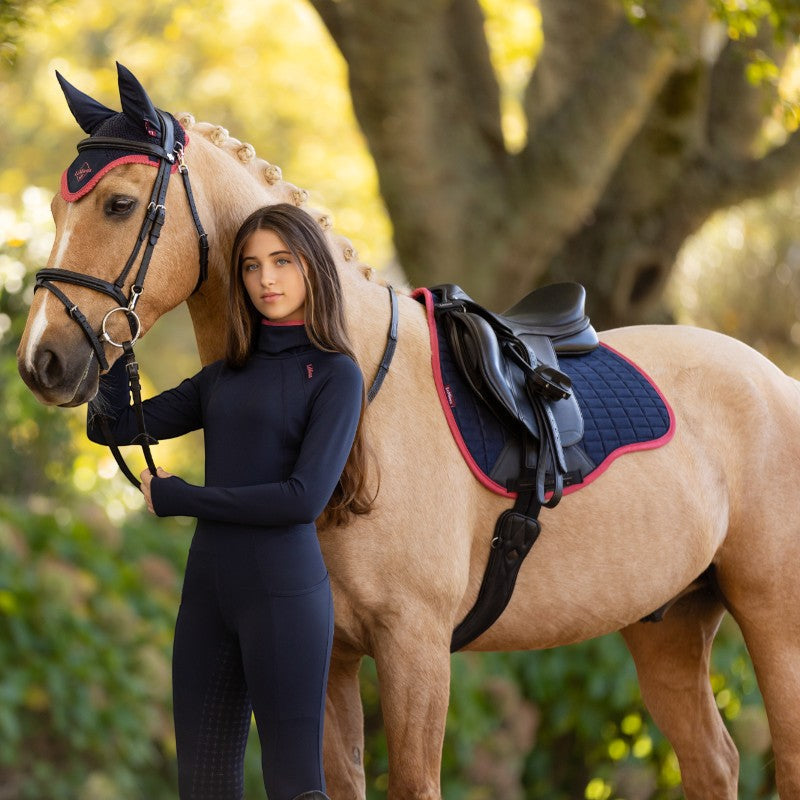 Lemieux - saddle pad Mixed suede square navy/cranberry 
