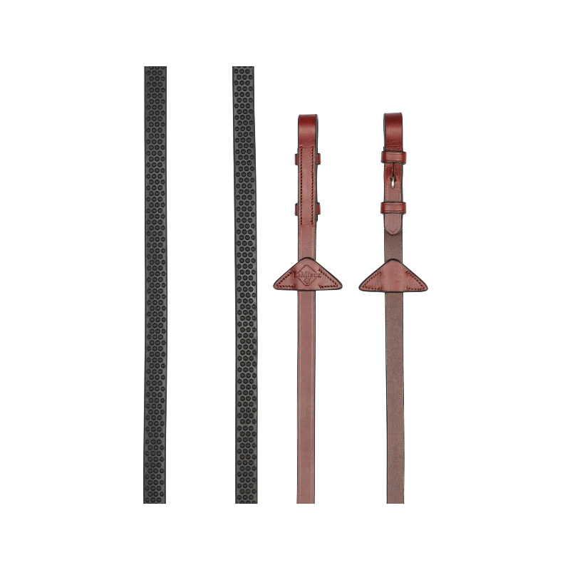 Lemieux - Soft rubber reins chestnut/ silver 