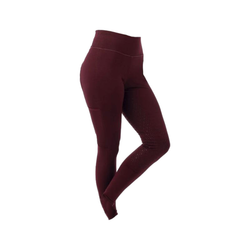 Equithème - Legging d'équitation femme full grip Lyly bordeaux