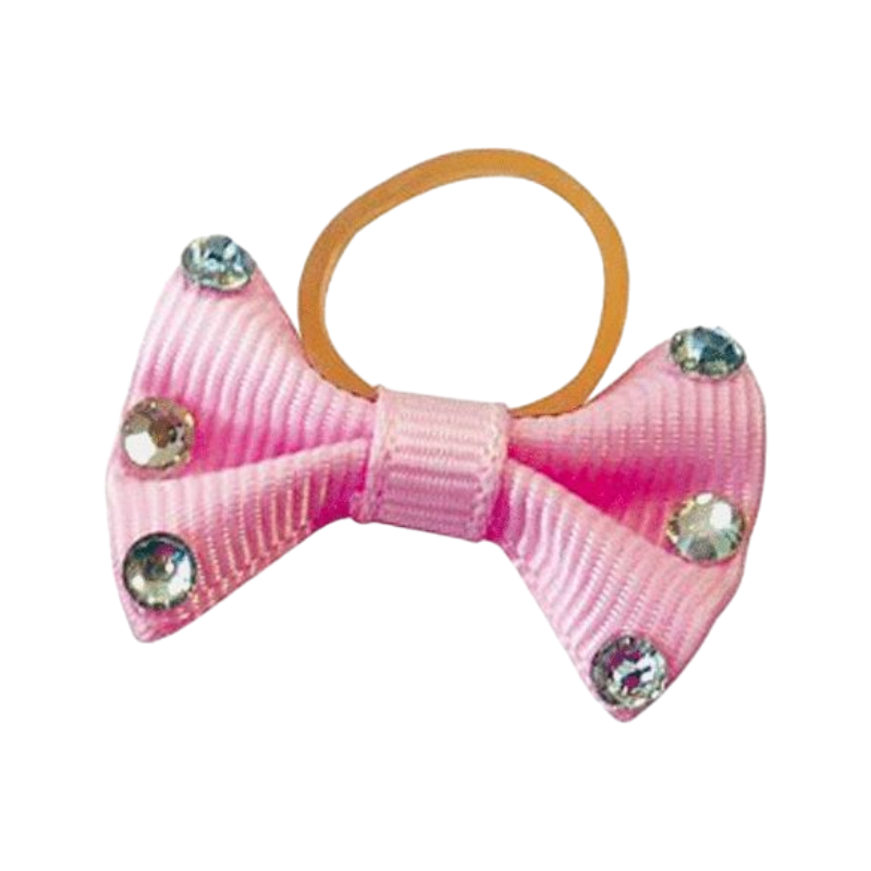 Equithème - Braiding bows with pink transparent rhinestones