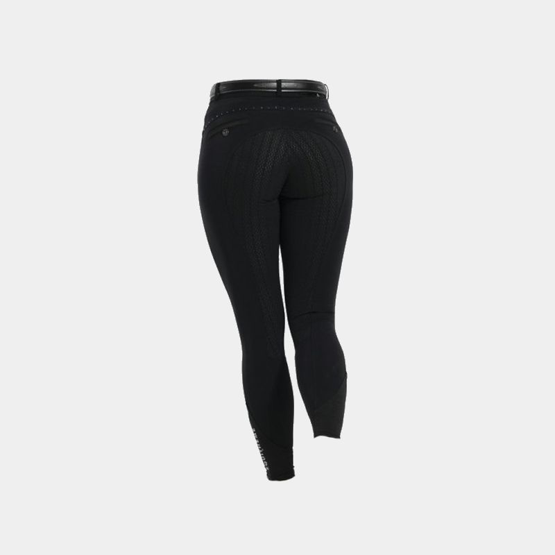 Equithème - Pantalon d'équitation full grip enfant Safir noir/ bleu | - Ohlala